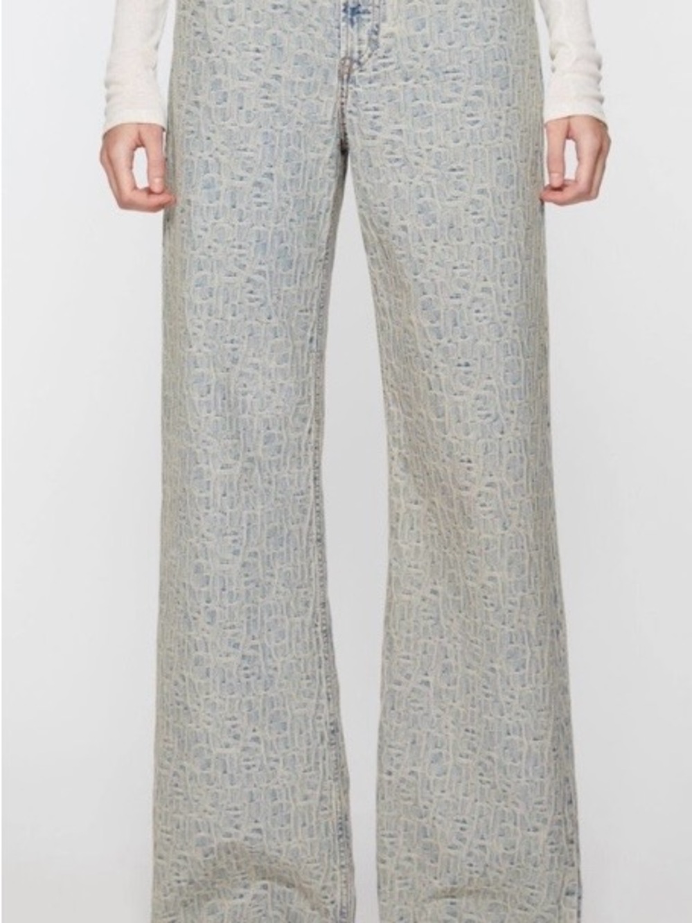 Acne Wide-Leg Jeans in Light Blue Monogram Wash